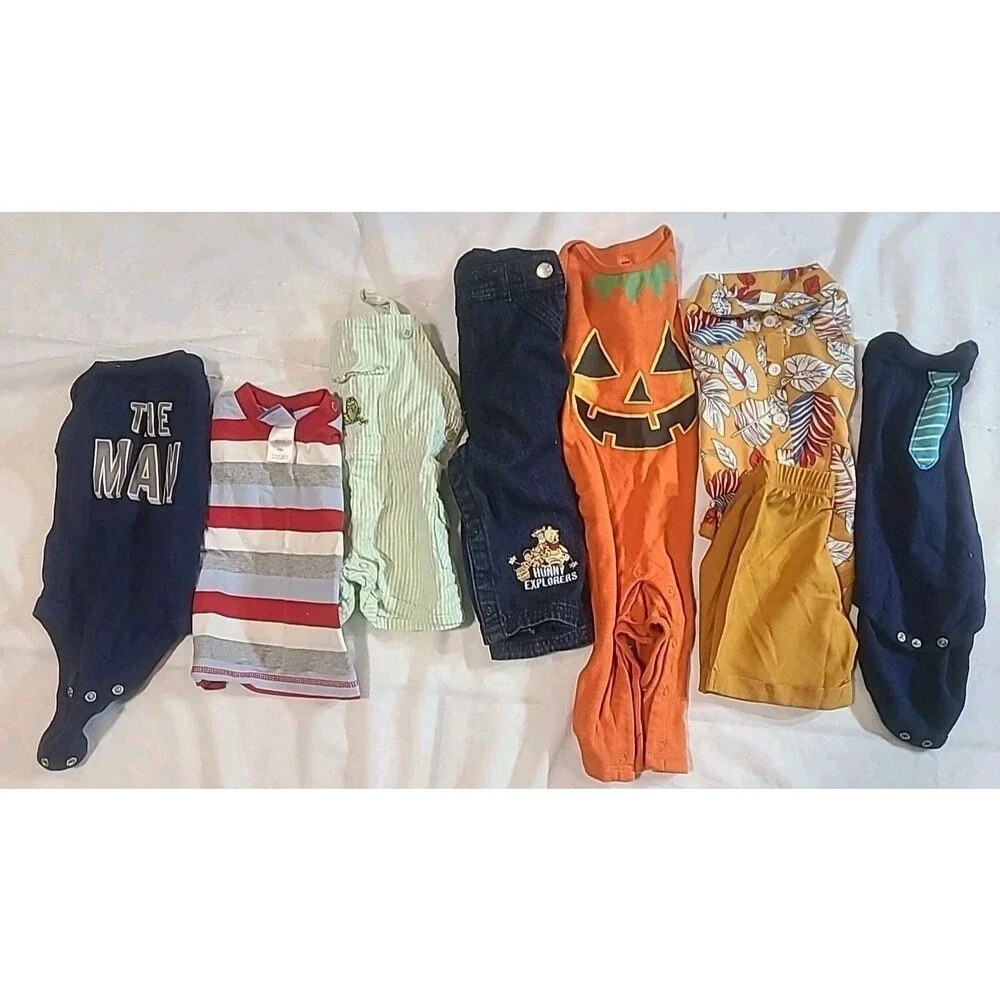 Lot of 8 boy's baby clothes sz 6-9 month Disney Old Navy Precious Moment & more